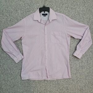 Peter‎ England Nuvo Fit Mens 40 Striped Button Down Shirt Pink Blue White L/S